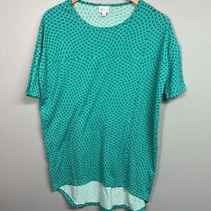 LuLaRoe Blue Short Sleeve Tee with Playful Polka Dots